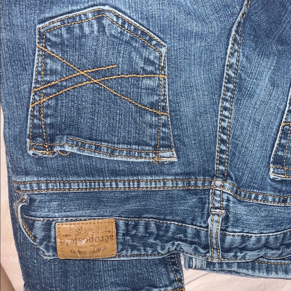 Aeropostale Blue Denim Jeans with Cross Stitch Pockets
